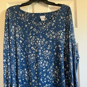 - NWT Chico's size 3 or XL blue silver leopard print